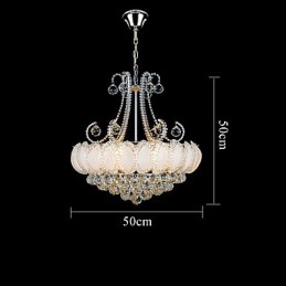 Lampadario moderno in cristallo, diametro 50 cm, 8 lampadine E12/E14 incluse