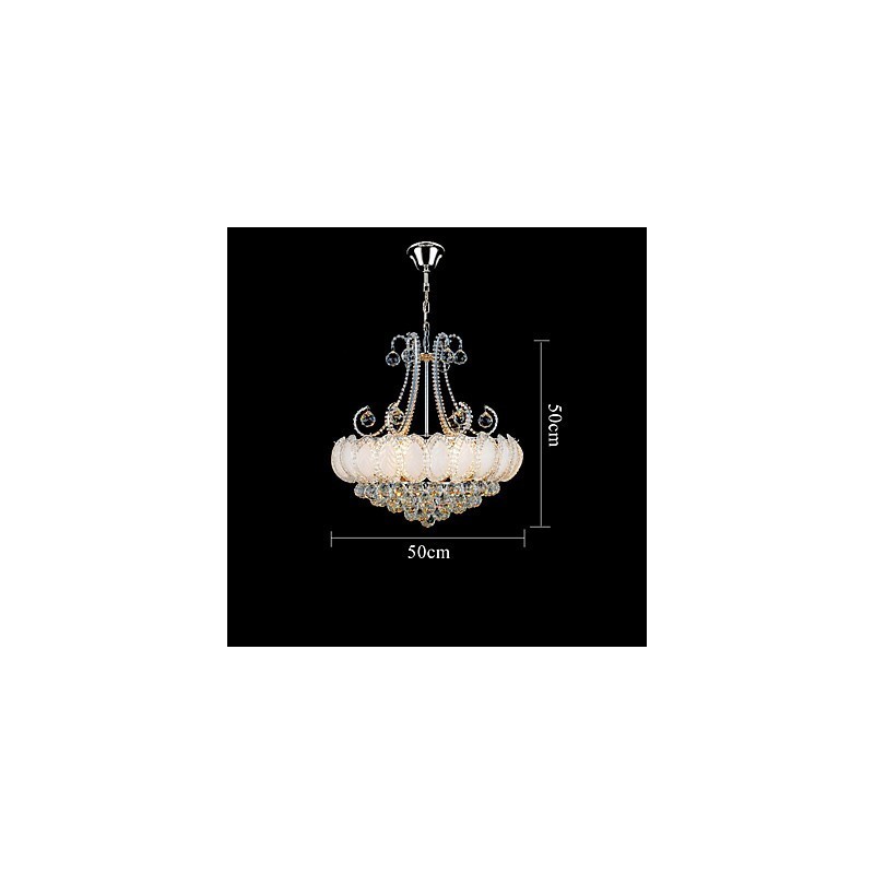 Lampadario moderno in cristallo, diametro 50 cm, 8 lampadine E12/E14 incluse