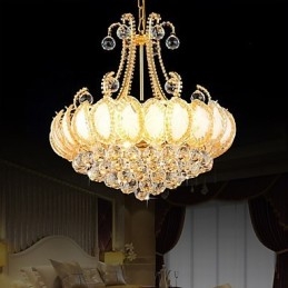 Lampadario moderno in cristallo, diametro 50 cm, 8 lampadine E12/E14 incluse