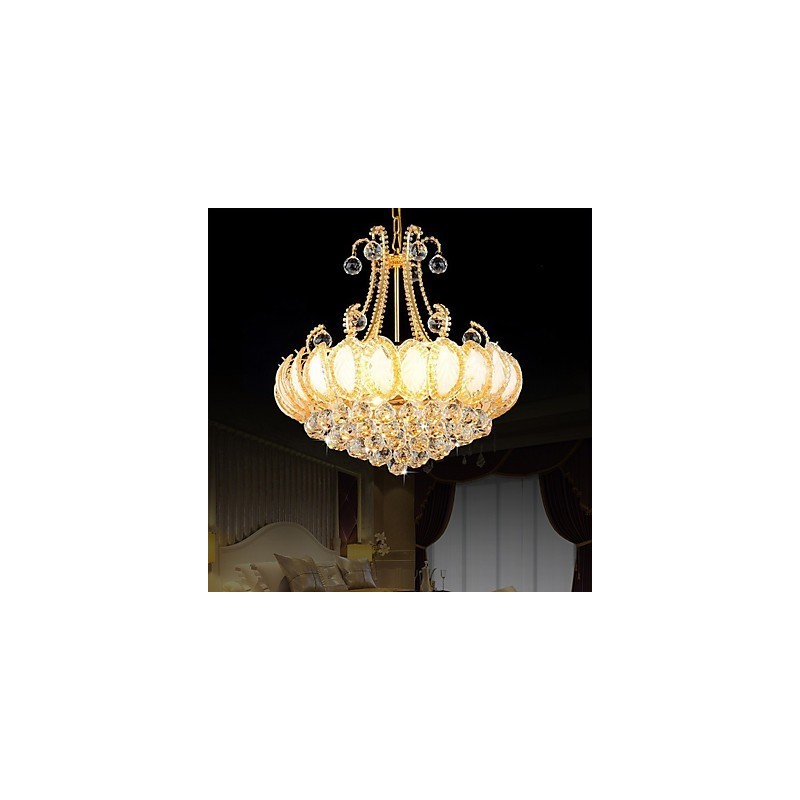 Lampadario moderno in cristallo, diametro 50 cm, 8 lampadine E12/E14 incluse