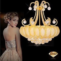 Lampadario moderno in cristallo, diametro 50 cm, 8 lampadine E12/E14 incluse