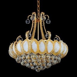 Lampadario moderno in cristallo, diametro 50 cm, 8 lampadine E12/E14 incluse