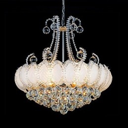 Lampadario moderno in cristallo, diametro 50 cm, 8 lampadine E12/E14 incluse