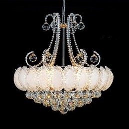 Lampadario moderno in cristallo, diametro 50 cm, 8 lampadine E12/E14 incluse