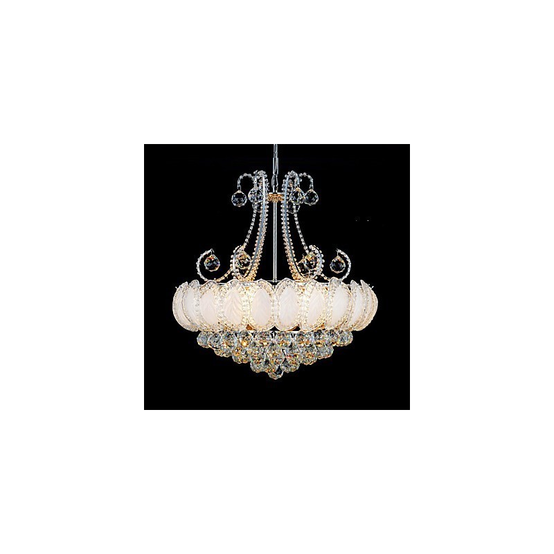Lampadario moderno in cristallo, diametro 50 cm, 8 lampadine E12/E14 incluse