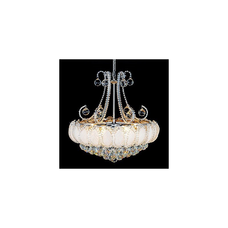 Lampadario moderno in cristallo, diametro 50 cm, 8 lampadine E12/E14 incluse