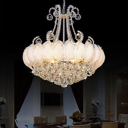 Lampadario moderno in cristallo, diametro 50 cm, 8 lampadine E12/E14 incluse