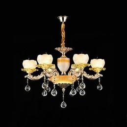 Lampadario classico in lega di zinco, stile mini cristallo, 6 lampadine E12/E14