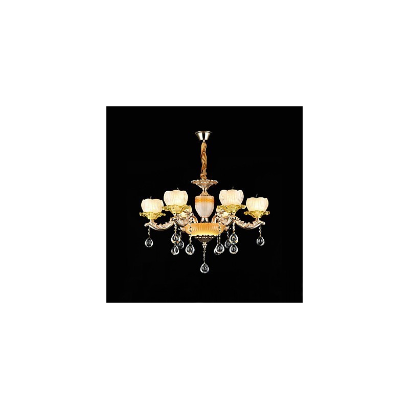 Lampadario classico in lega di zinco, stile mini cristallo, 6 lampadine E12/E14