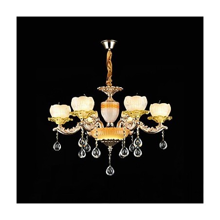 Lampadario classico in lega di zinco, stile mini cristallo, 6 lampadine E12/E14