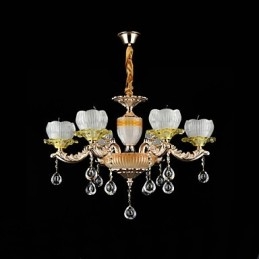 Lampadario classico in lega di zinco, stile mini cristallo, 6 lampadine E12/E14