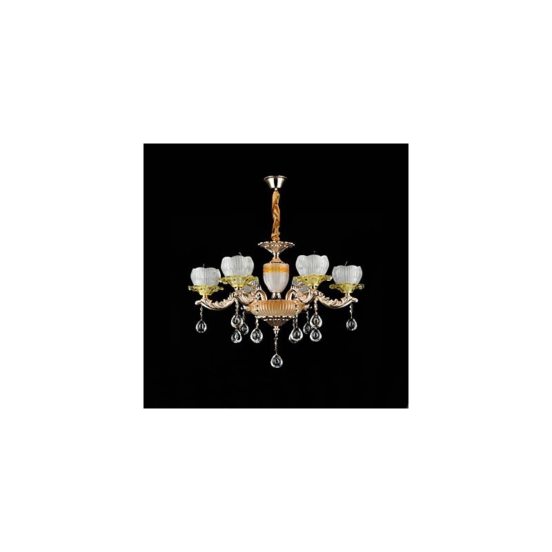 Lampadario classico in lega di zinco, stile mini cristallo, 6 lampadine E12/E14