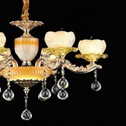 Lampadario classico in lega di zinco, stile mini cristallo, 6 lampadine E12/E14