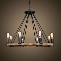 Lampadario a sospensione in metallo nero stile rustico classico vintage con catena regolabile