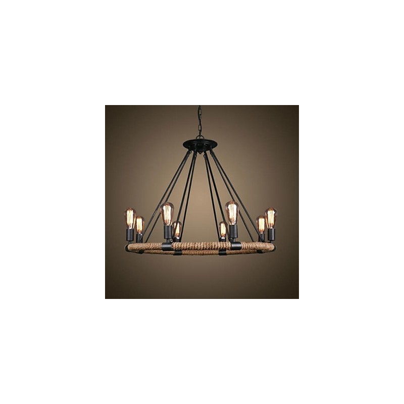 Lampadario a sospensione in metallo nero stile rustico classico vintage con catena regolabile