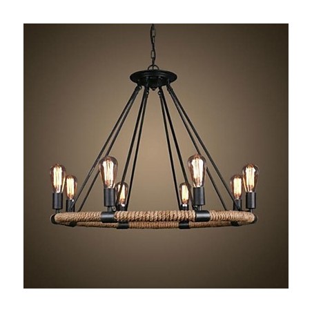 Lampadario a sospensione in metallo nero stile rustico classico vintage con catena regolabile