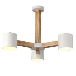 Lampadario a 3 luci in legno/bambù e metallo, stile tradizionale, classico, moderno, vintage e country