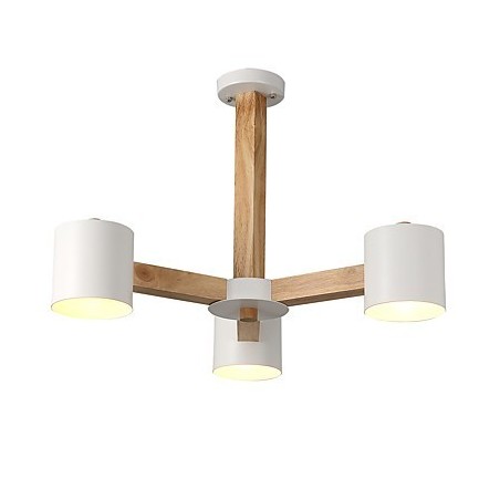 Lampadario a 3 luci in legno/bambù e metallo, stile tradizionale, classico, moderno, vintage e country
