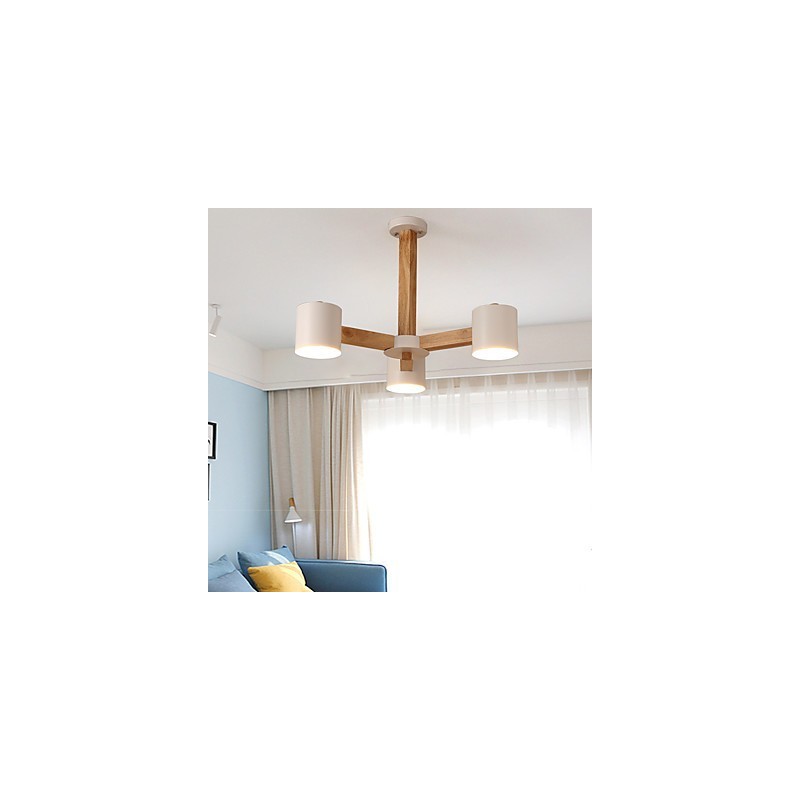 Lampadario a 3 luci in legno/bambù e metallo, stile tradizionale, classico, moderno, vintage e country