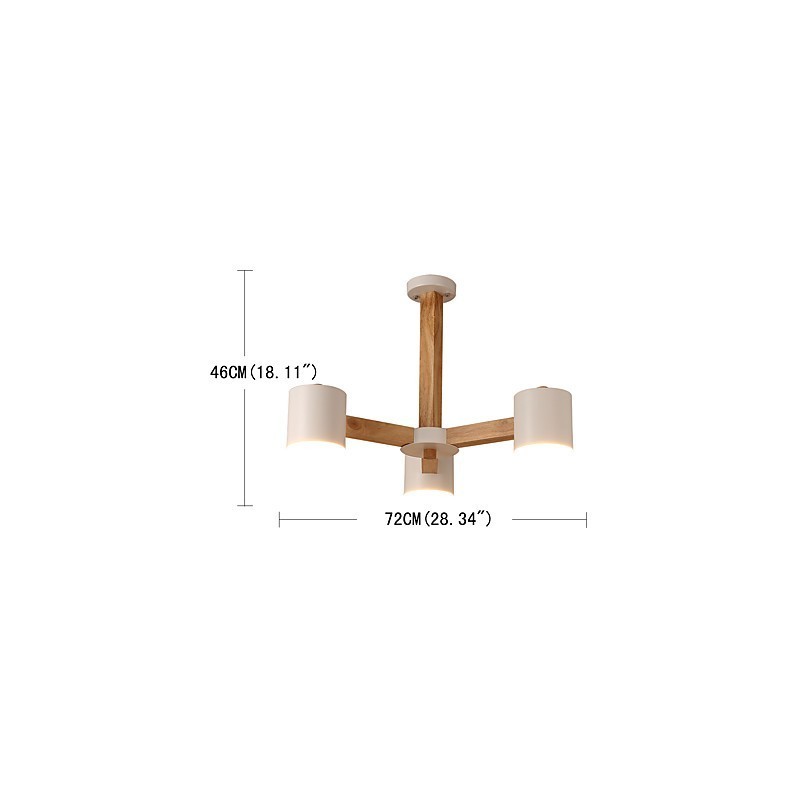 Lampadario a 3 luci in legno/bambù e metallo, stile tradizionale, classico, moderno, vintage e country