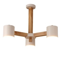 Lampadario a 3 luci in legno/bambù e metallo, stile tradizionale, classico, moderno, vintage e country