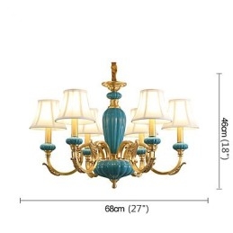 Lampadario in ottone con dettagli in ceramica