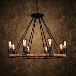 Lampadario a sospensione in metallo nero stile rustico classico vintage con catena regolabile