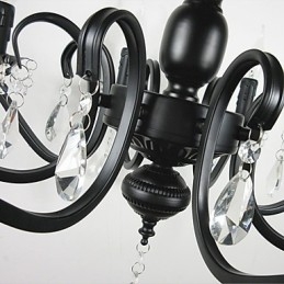 Lampadario in cristallo e metallo nero stile candela 6 luci E12/E14