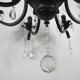 Lampadario in cristallo e metallo nero stile candela 6 luci E12/E14