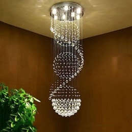 Lampadario a soffitto in cristallo a 7 luci GU10 LED, 60x60x200 cm