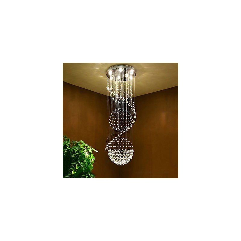 Lampadario a soffitto in cristallo a 7 luci GU10 LED, 60x60x200 cm
