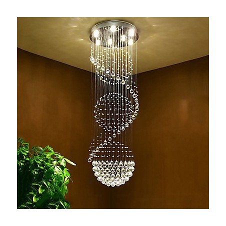 Lampadario a soffitto in cristallo a 7 luci GU10 LED, 60x60x200 cm