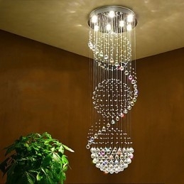 Lampadario a soffitto in cristallo a 7 luci GU10 LED, 60x60x200 cm