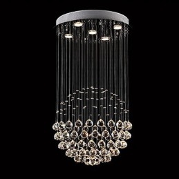 Lampadario a sospensione moderno in cristallo e metallo elettroplaccato, 2 livelli, GU10