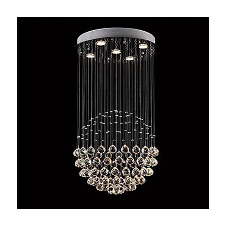 Lampadario a sospensione moderno in cristallo e metallo elettroplaccato, 2 livelli, GU10