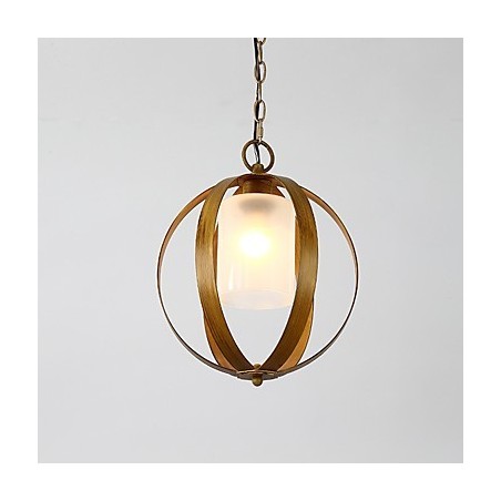 Lampadario a sospensione industriale in metallo e vetro dipinto, 1 livello, E26/E27