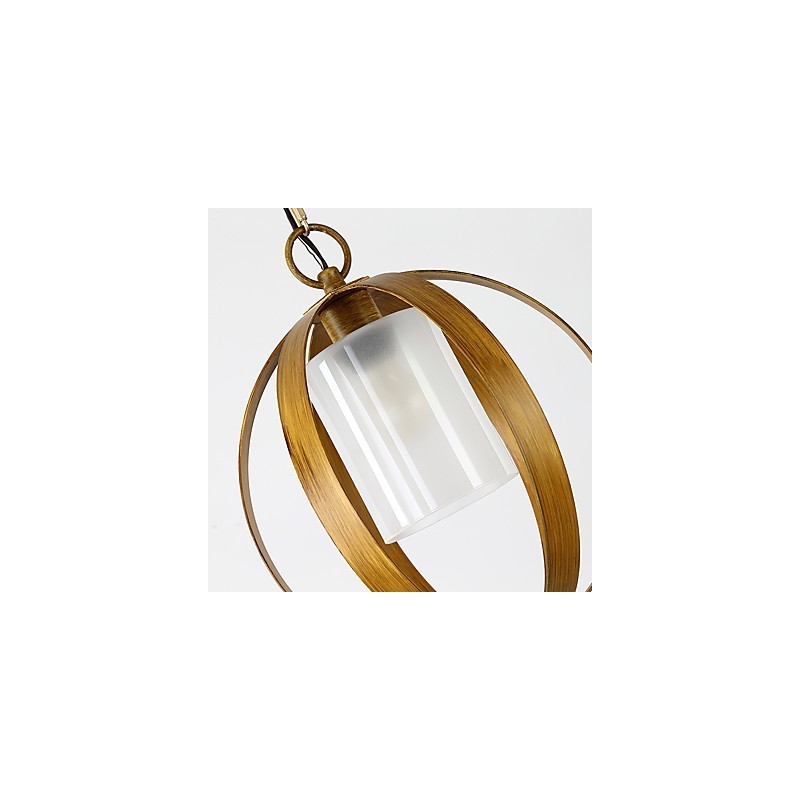 Lampadario a sospensione industriale in metallo e vetro dipinto, 1 livello, E26/E27