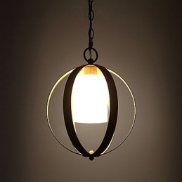 Lampadario a sospensione industriale in metallo e vetro dipinto, 1 livello, E26/E27