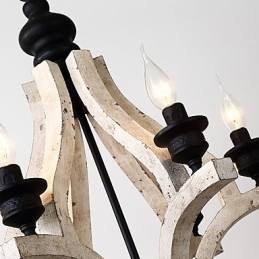 Lampadario mini in legno di bambù pitturato, 6 luci E12/E14