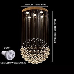 Lampadario a sospensione moderno in cristallo e metallo elettroplaccato, 2 livelli, GU10