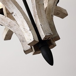 Lampadario mini in legno di bambù pitturato, 6 luci E12/E14