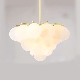 Lampadario a sospensione mini in bambù legno, finitura oro