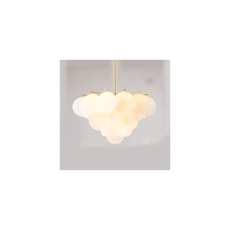 Lampadario a sospensione mini in bambù legno, finitura oro