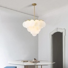 Lampadario a sospensione mini in bambù legno, finitura oro