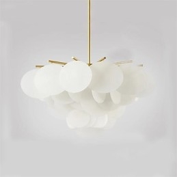 Lampadario a sospensione mini in bambù legno, finitura oro