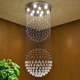 Lampadario a sospensione in cristallo a 2 livelli con 10 lampadine GU10 LED