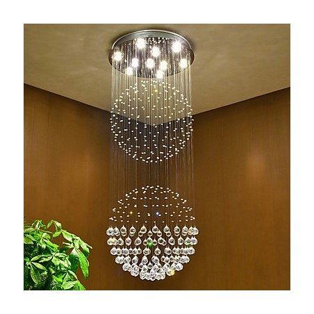 Lampadario a sospensione in cristallo a 2 livelli con 10 lampadine GU10 LED