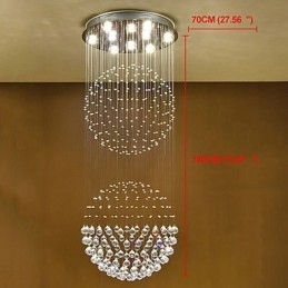 Lampadario a sospensione in cristallo a 2 livelli con 10 lampadine GU10 LED