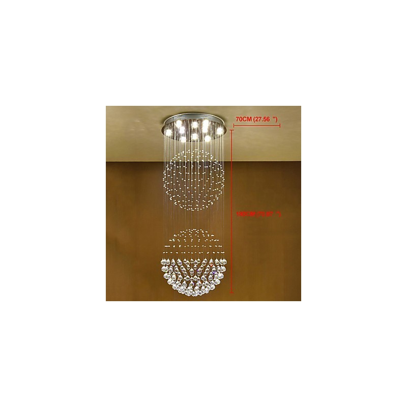 Lampadario a sospensione in cristallo a 2 livelli con 10 lampadine GU10 LED
