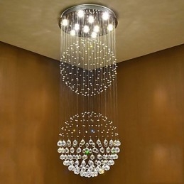Lampadario a sospensione in cristallo a 2 livelli con 10 lampadine GU10 LED